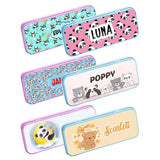 Personalised Any Name Panda Pencil Case Tin Children School Kids Stationary 19