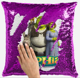 Personalised Shrek Any Name Magic Reveal Pink Sequin Cushion Cover Gift 1