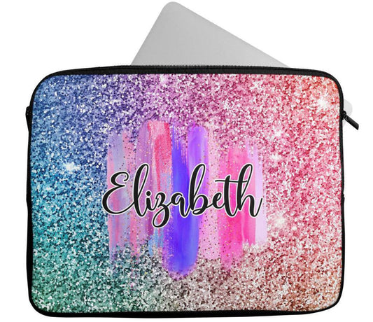 Personalised Any Name Glitter Design Laptop Case Sleeve Tablet Bag 68