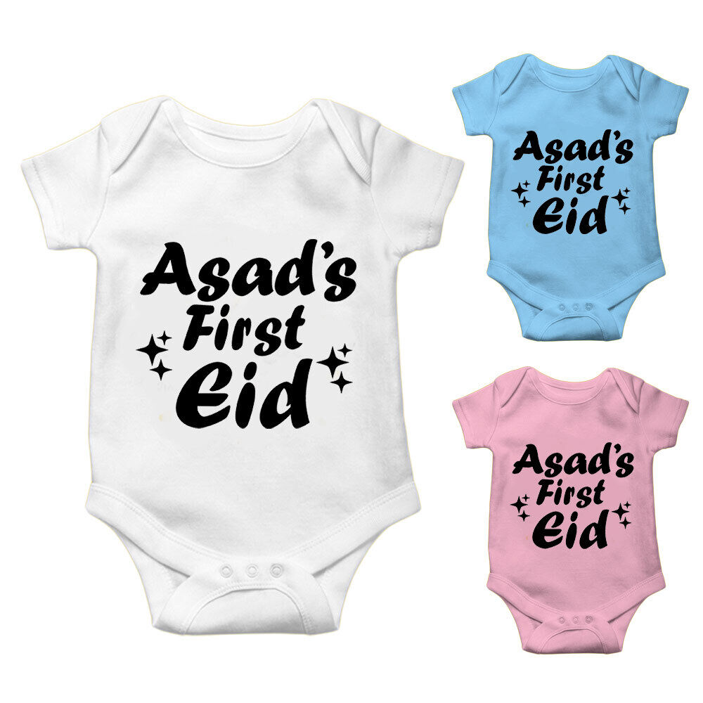 Personalised Eid Baby Vest Baby grow Little baby body suit 11