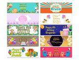 Personalised Birthday Banners Generic Design Children Kids Party Decoration 217