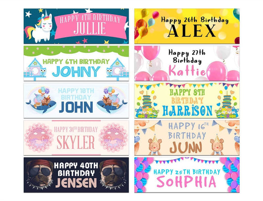 Personalised Birthday Banners Generic Design Children Kids Party Decoration 46
