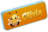 Personalised Any Name Bee Pencil Case Tin Children School Kids Stationary 28