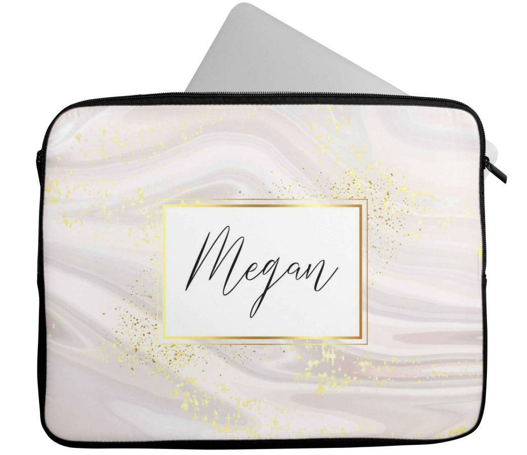 Personalised Any Name Marble Design Laptop Case Sleeve Tablet Bag 69