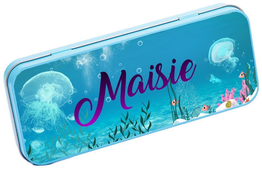 Personalised Any Name Animal Pencil Case Tin Children School Kids Stationary 15