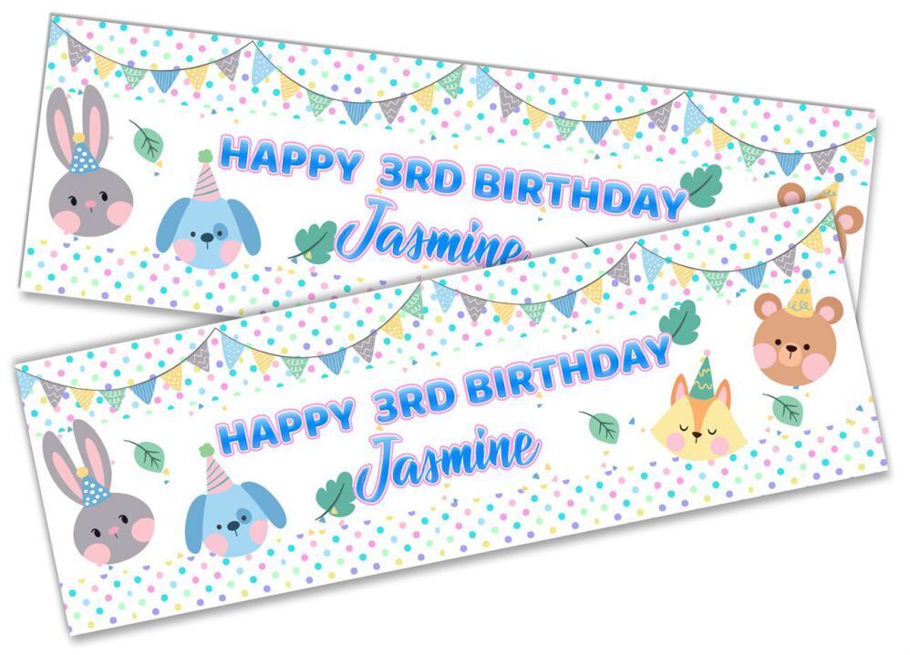 Personalised Birthday Banners Generic Design Children Kids Party Decoration 119