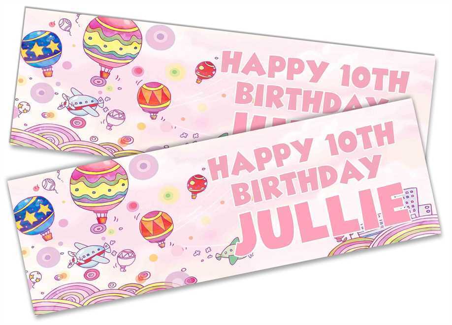 Personalised Birthday Banners Generic Design Children Kids Party Decoration 43