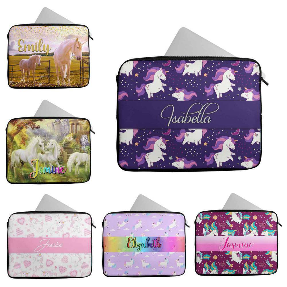 Personalised Any Name Unicorn Design Laptop Case Sleeve Tablet Bag 89