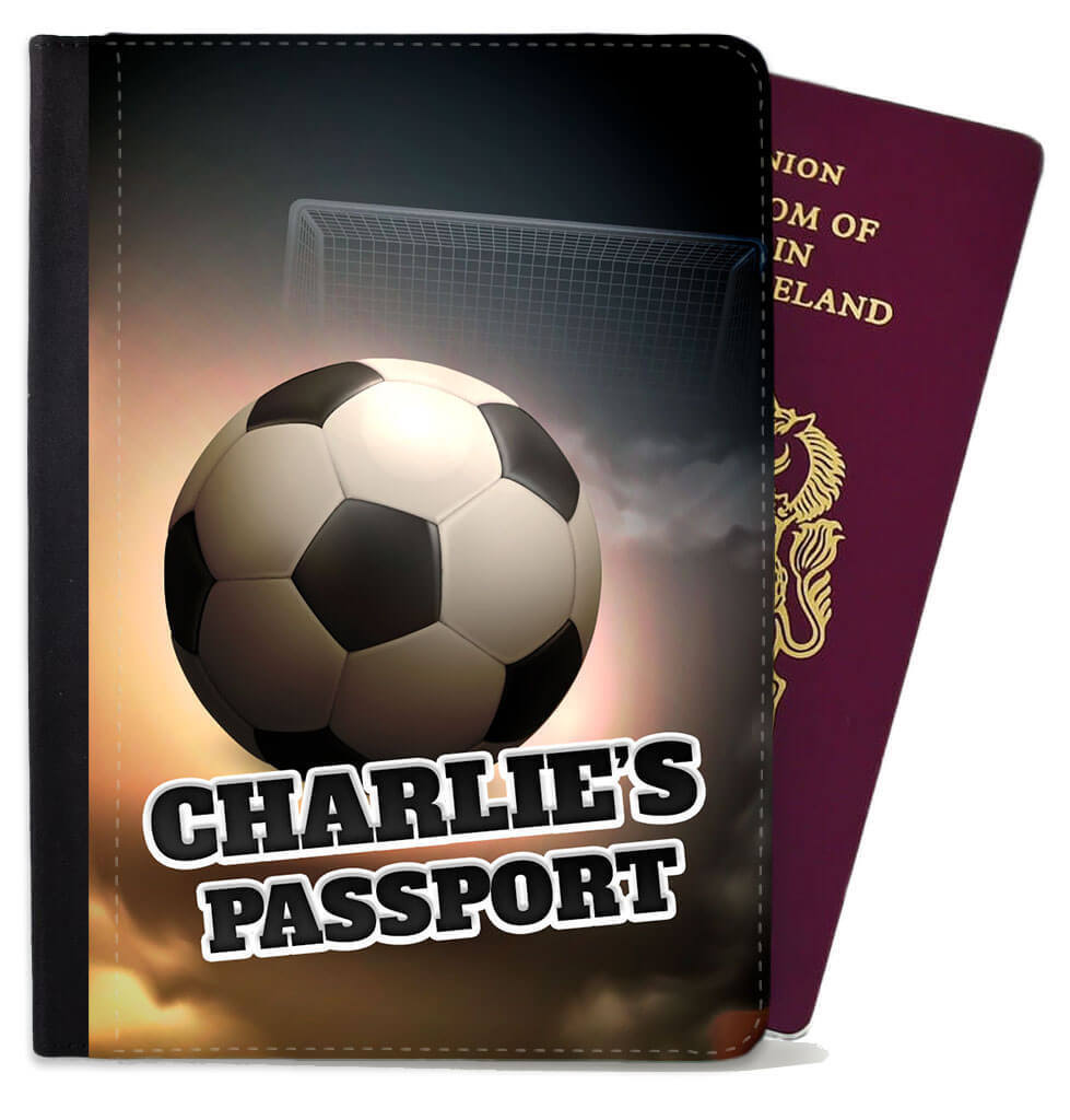 Personalised Football Children Passport Cover Holder Any Name Holiday 12