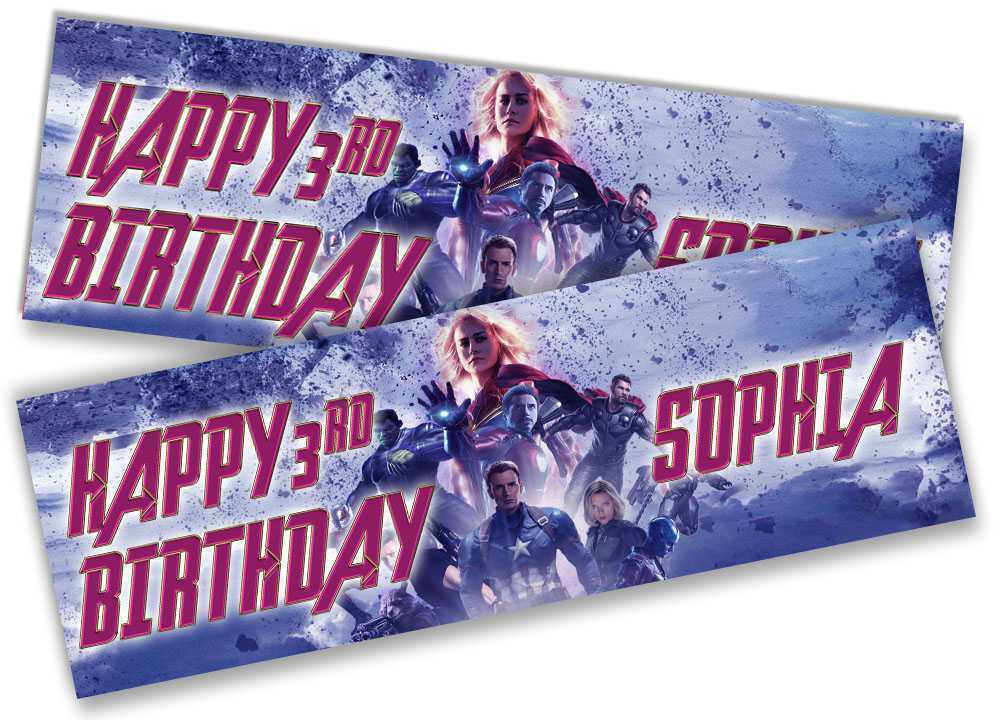 Personalised Birthday Banners Super Hero Design Children Kid Party Decoration 28