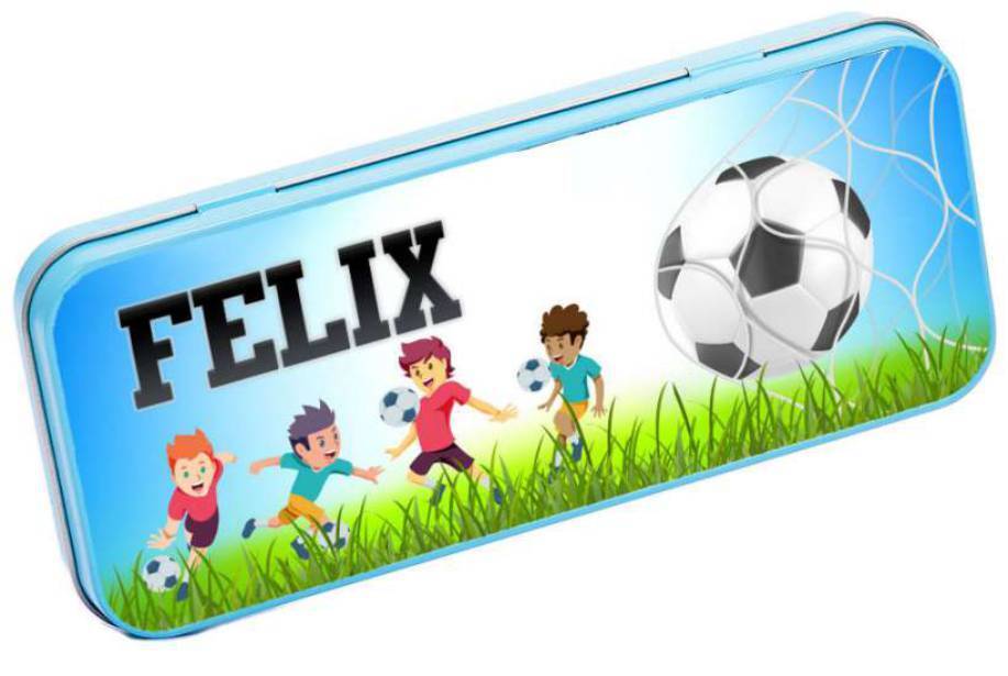 Personalised Any Name Football Pencil Case Tin Children School Kids Stationary 2