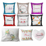 Personalised Cushion Floral Sequin Cushion Pillow Printed Birthday Gift 97