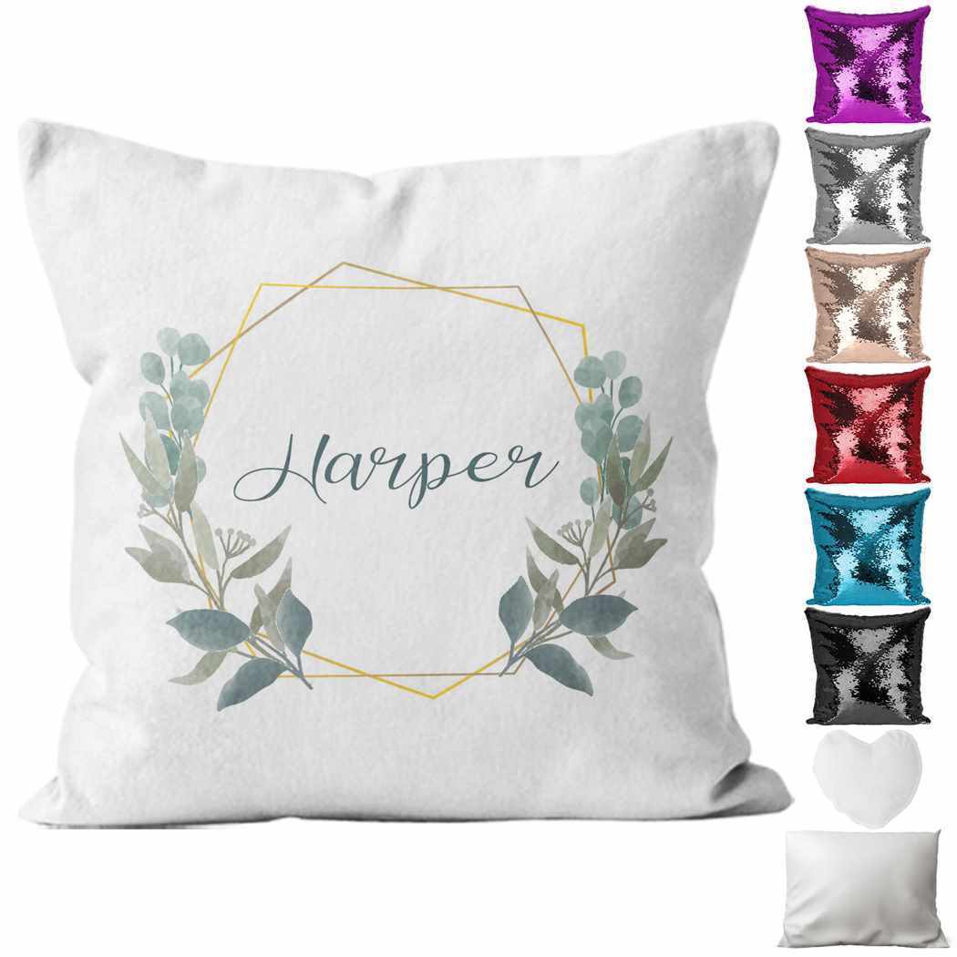 Personalised Cushion Floral Sequin Cushion Pillow Printed Birthday Gift 47