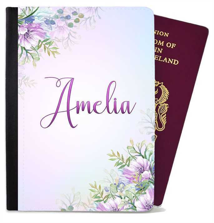 Personalised Floral Children Passport Cover Holder Any Name Holiday Accessory 29