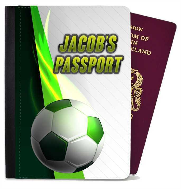 Personalised Football kids Passport Cover Holder Any Name Holiday Accessory 27