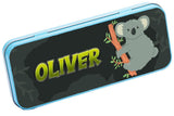 Personalised Any Name Koala Pencil Case Tin Children School Kids Stationary 12