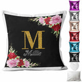 Personalised Cushion Floral Sequin Cushion Pillow Printed Birthday Gift 23