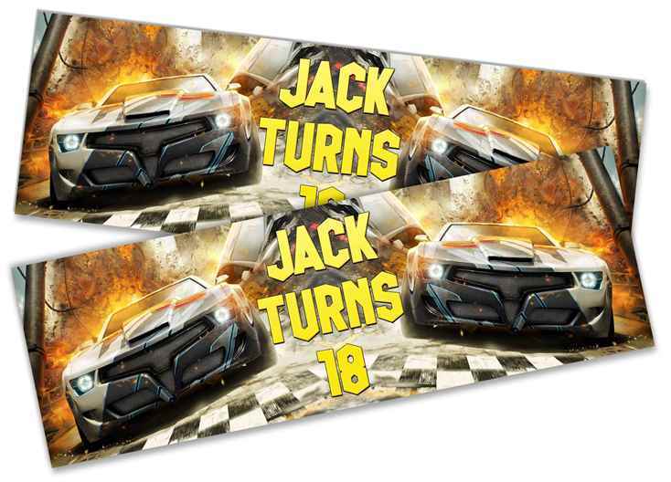 Personalised Birthday Banners Car Design Children Kids Party Decoration 175