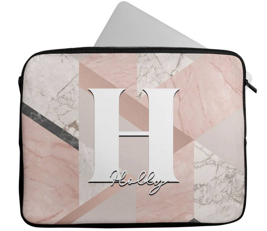 Personalised Any Name Marble Design Laptop Case Sleeve Tablet Bag 108