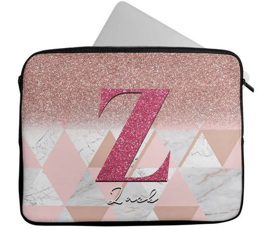 Personalised Any Name Marble Glitter Design Laptop Case Sleeve Tablet Bag 97