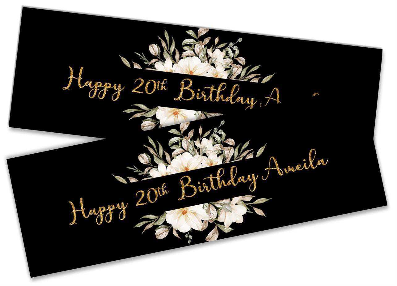 Personalised Birthday Banners Floral Design Kids adult Party Decoration 103