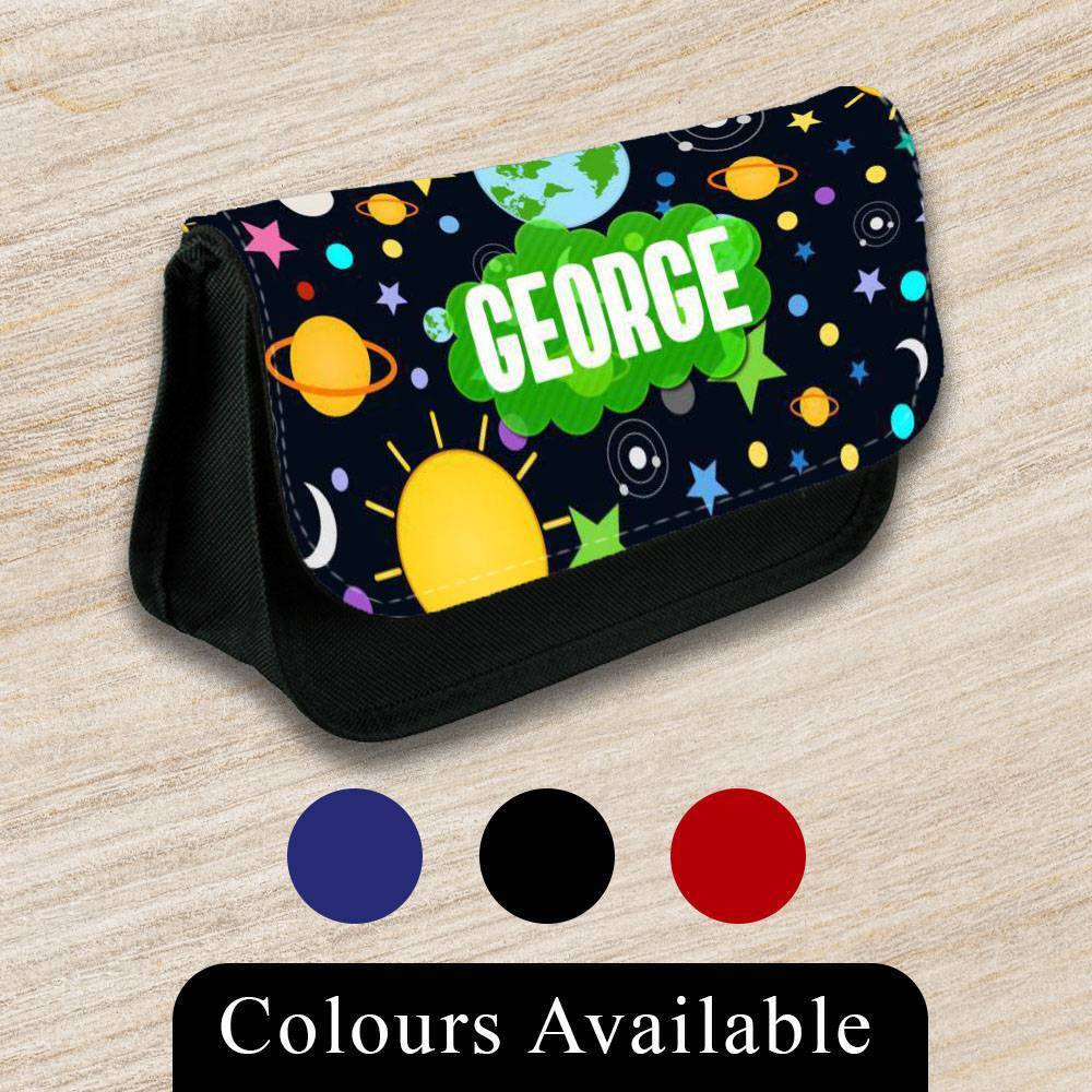 Personalised Pencil Case Space Girls Boys Stationary Kids School Bag 11