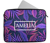 Personalised Any Name Floral Design Laptop Case Sleeve Tablet Bag 54