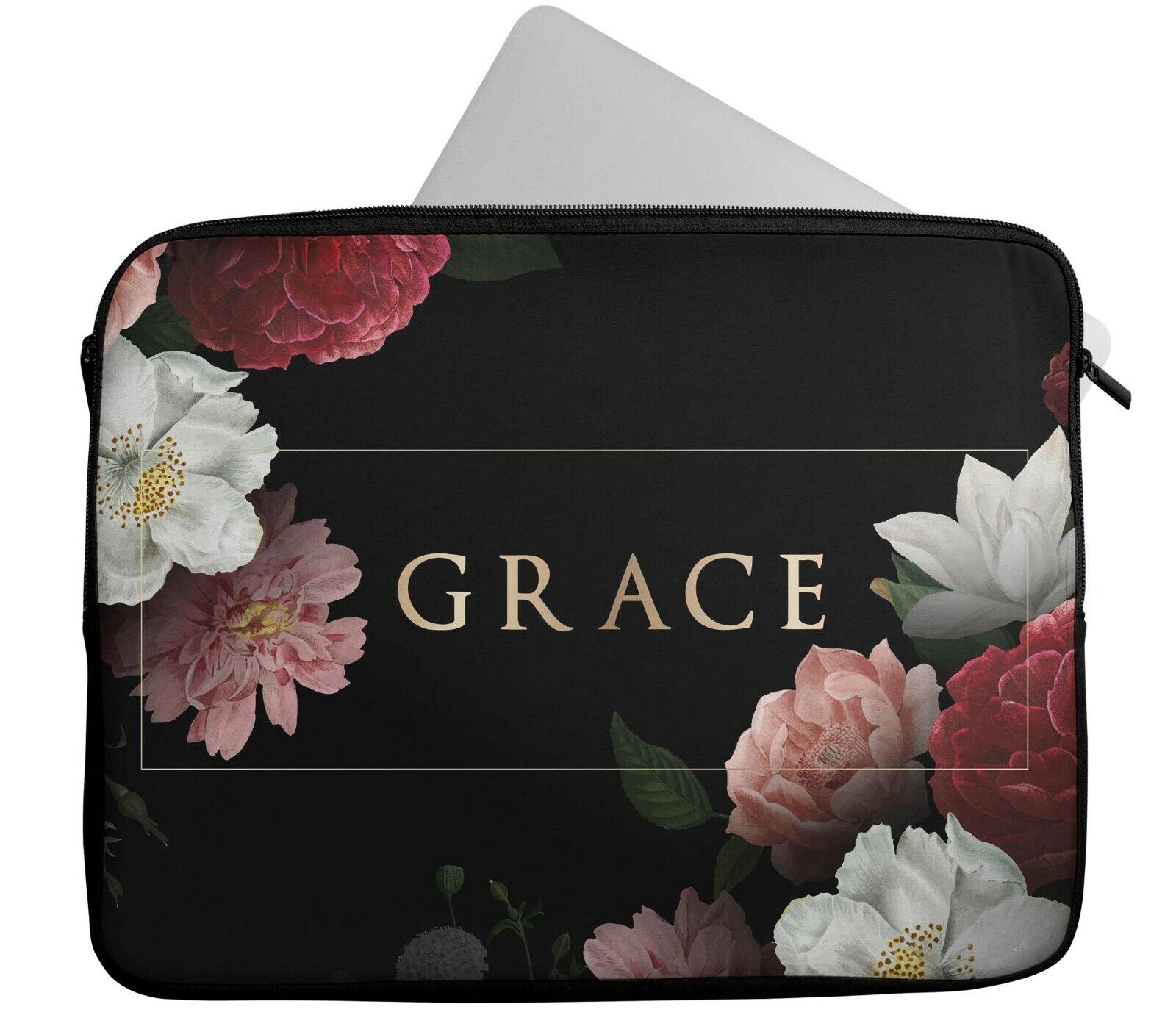 Personalised Any Name Floral Laptop Case Sleeve Tablet Bag Chromebook Gift 5