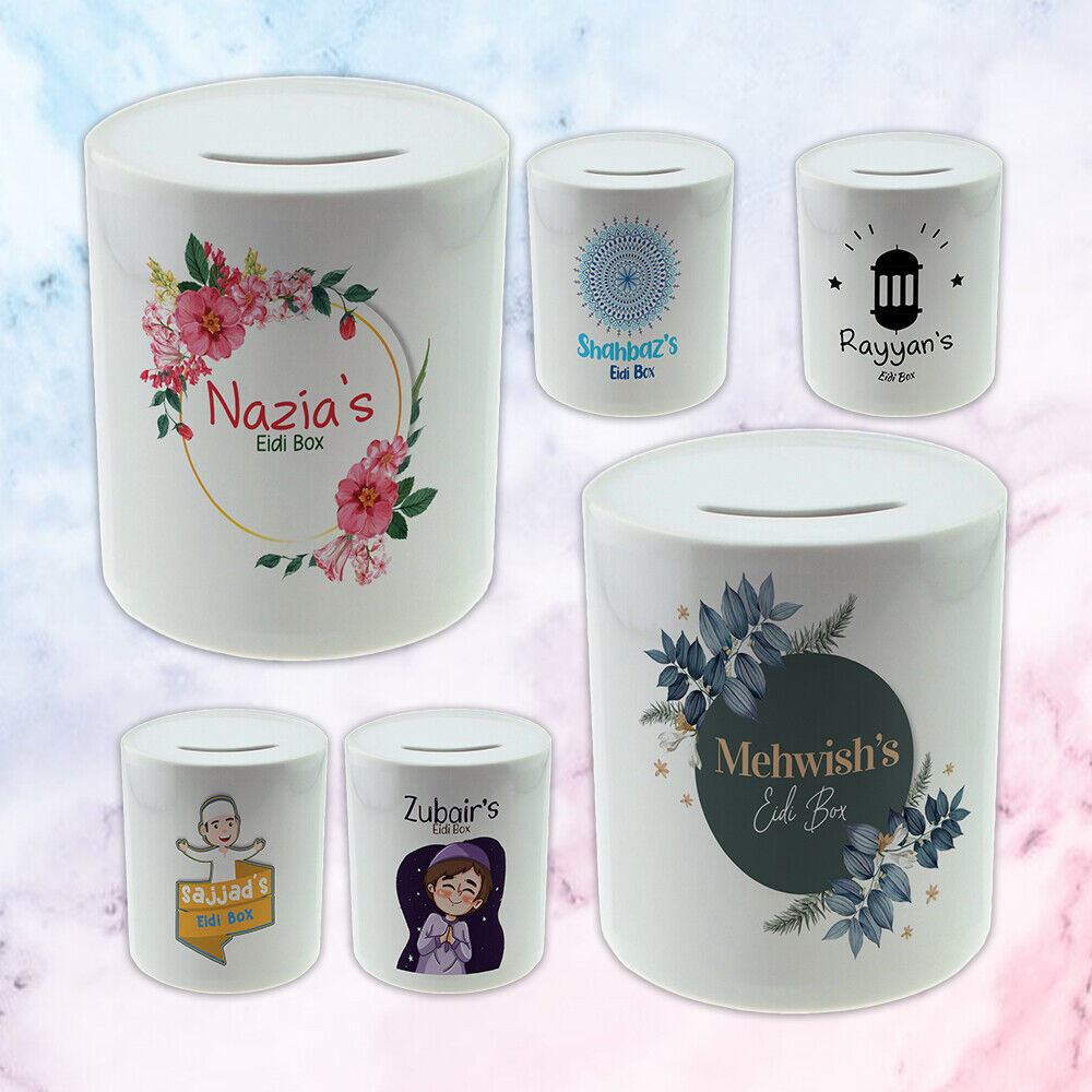 Personalised Any Name Eid Savings Children Money Box Printed Gift 4