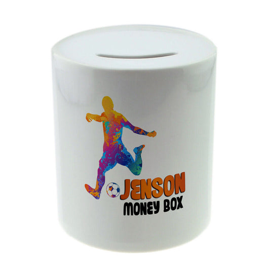 Personalised Any Name Football Savings Children Money Box Printed Gift 20