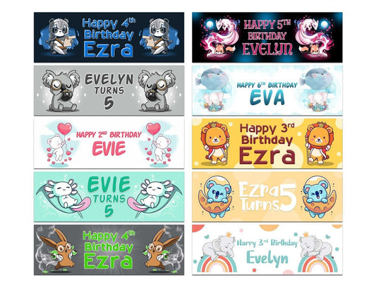 Personalised Birthday Banners Generic Design Children Kids Party Decoration 191