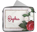 Personalised Any Name Floral Design Laptop Case Sleeve Tablet Bag 55