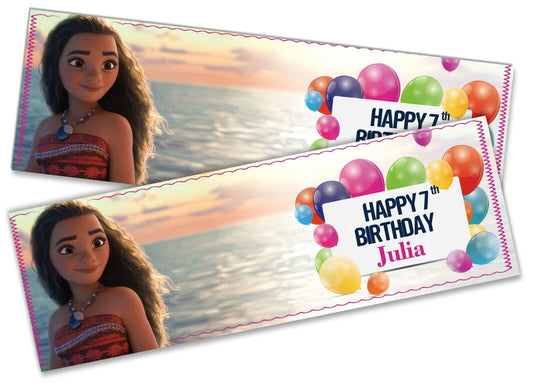 x2 Personalised Birthday Banner Moana Children Kids Party Decoration Poster