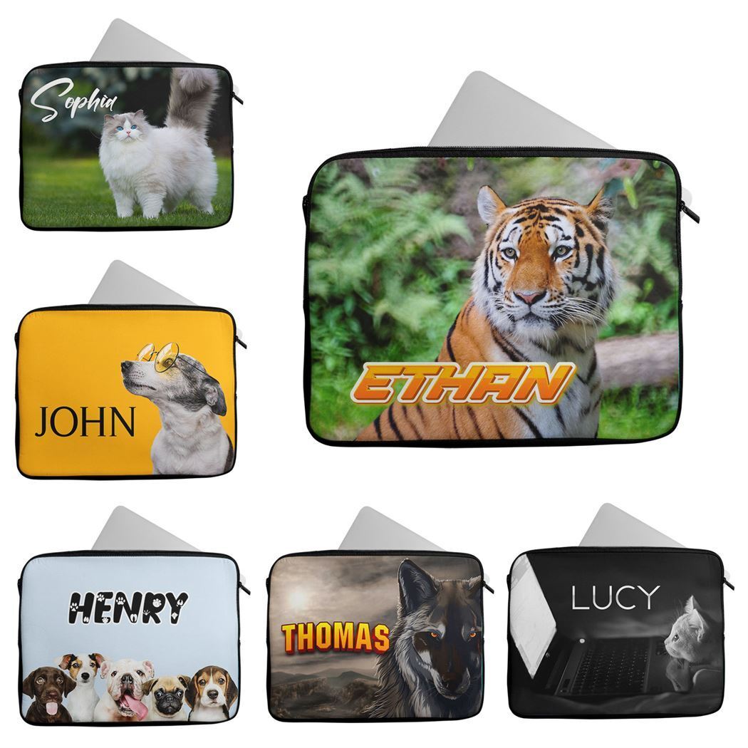 Personalised Any Name Animal Design Laptop Case Sleeve Tablet Bag 59