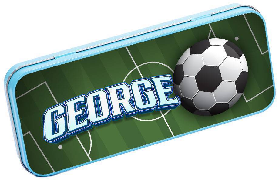 Personalised Any Name Football Pencil Case Tin Children School Kid Stationary 10