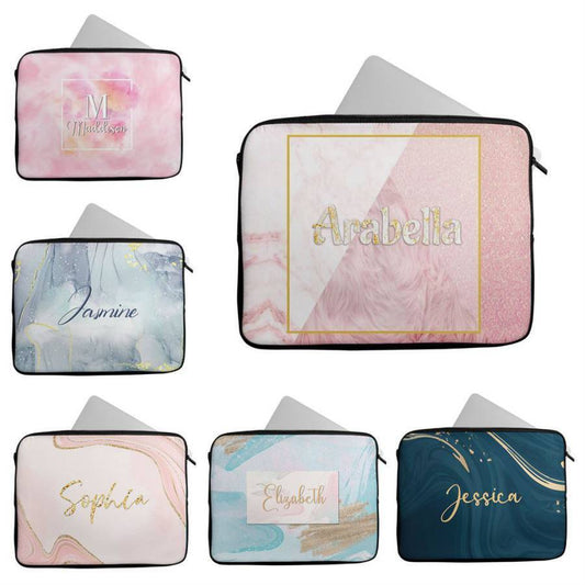 Personalised Any Name Marble Design Laptop Case Sleeve Tablet Bag 42