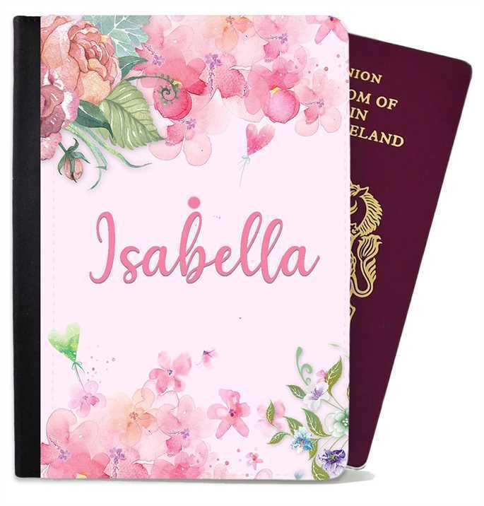 Personalised Floral Children Passport Cover Holder Any Name Holiday Accessory 28