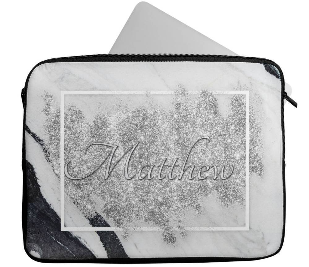 Personalised Any Name Marble Design Laptop Case Sleeve Tablet Bag 102