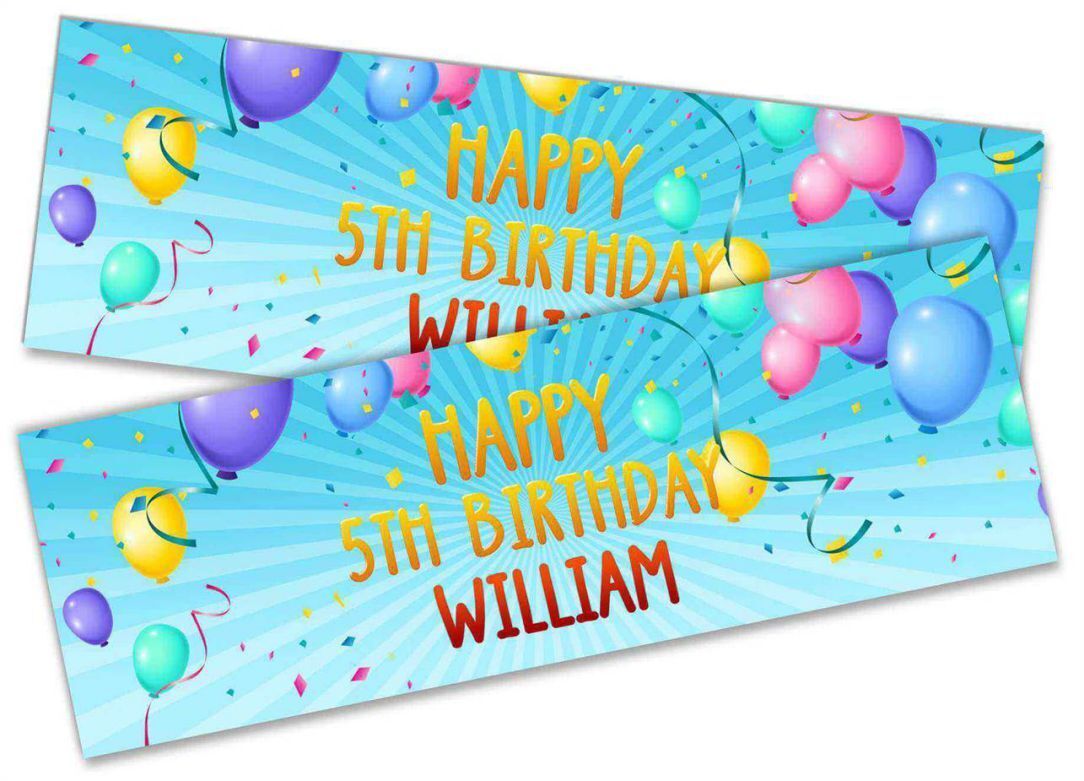 Personalised Birthday Banners Balloon Design Children Kids Party Decoration 75