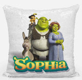 Personalised Shrek Any Name Magic Reveal Pink Sequin Cushion Cover Gift 1