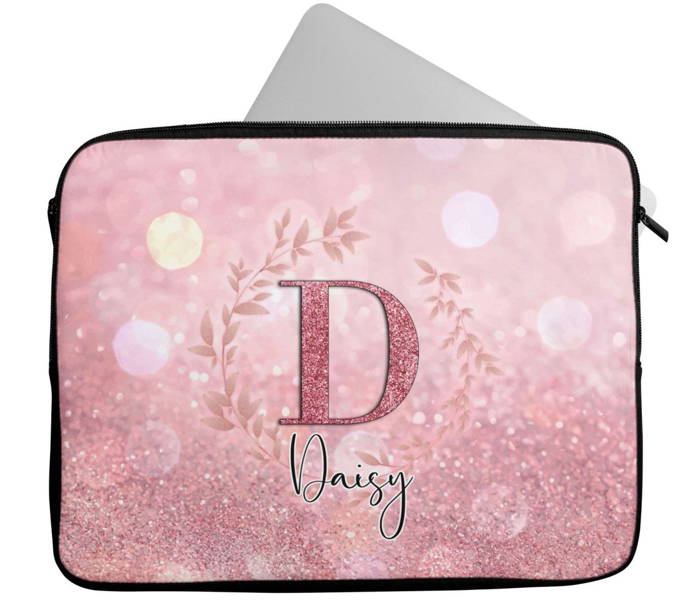 Personalised Any Name Floral Design Laptop Case Sleeve Tablet Bag 65