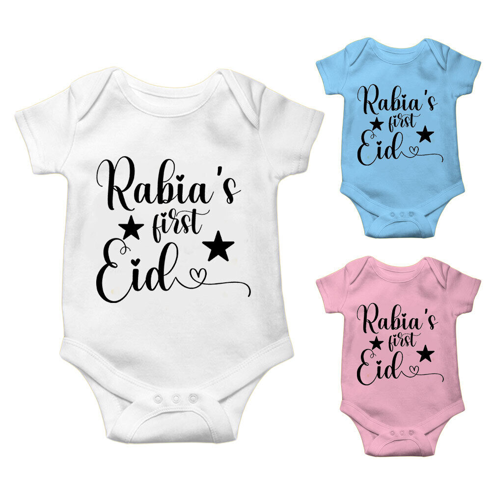 Personalised Eid Baby Vest Baby grow Little baby body suit 11