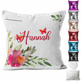 Personalised Cushion Floral Sequin Cushion Pillow Printed Birthday Gift 23