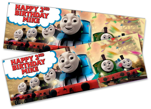 x2 Personalised Birthday Banner Thomas Children Kids Party Decoration Poster 7