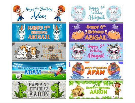 Personalised Birthday Banners Generic Design Children Kids Party Decoration 178