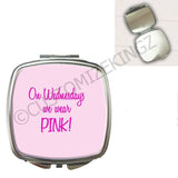 ON WEDNESDAYS WE WEAR PINK MEAN GIRLS GIRLY HANDBAG POCKET MAKEUP COMPACT MIRROR