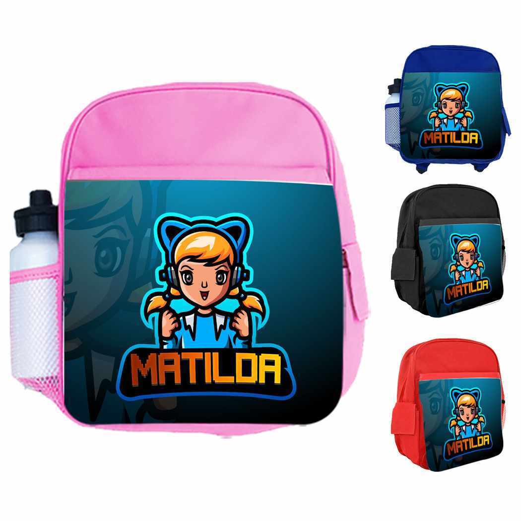 Personalised Kids Backpack Any Name Gaming Boys Girls Children School Bag 2