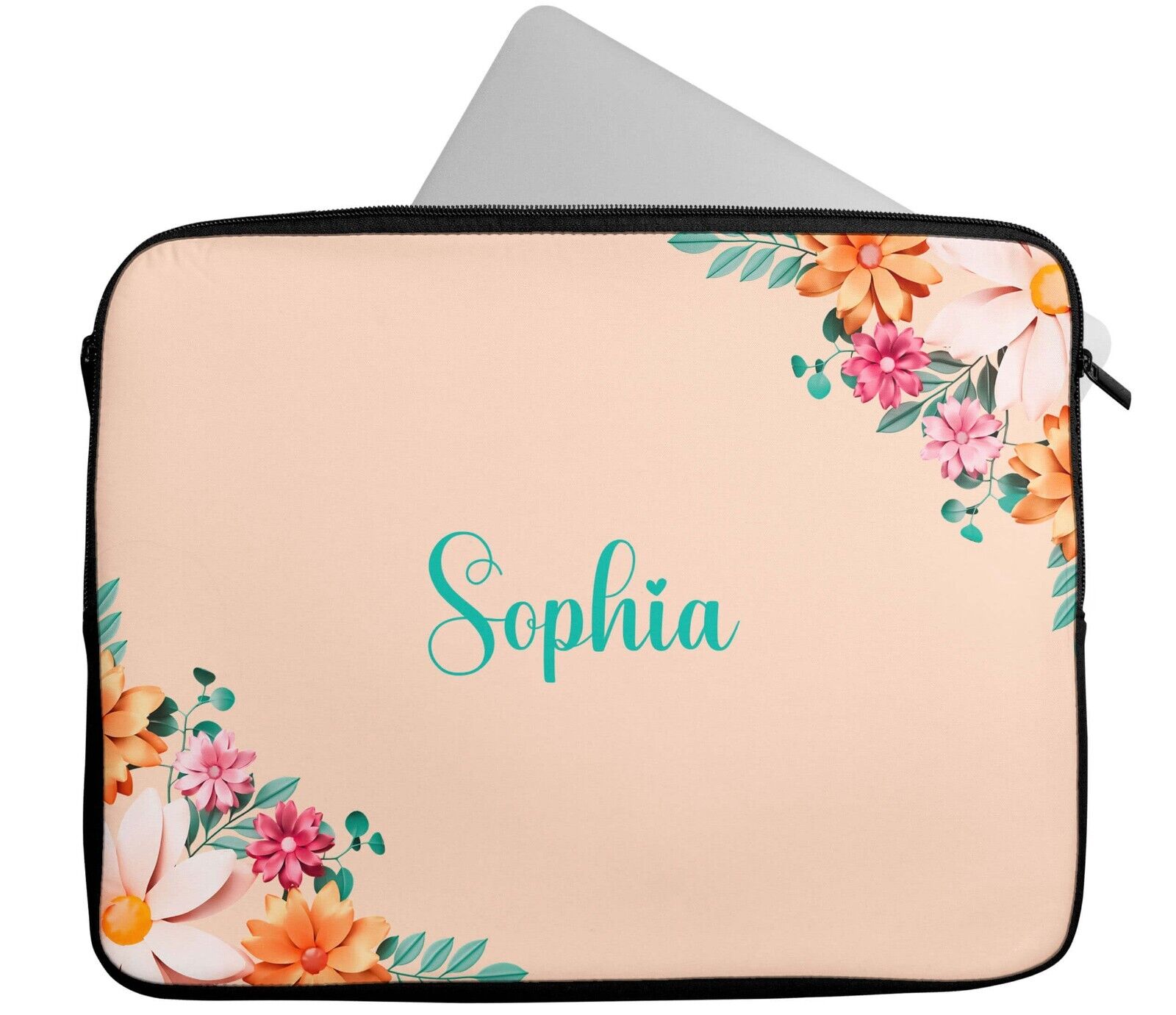 Personalised Any Name Floral Glitter Design Laptop Case Sleeve Tablet Bag 11