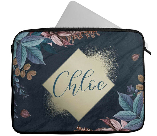 Personalised Any Name Floral Design Laptop Case Sleeve Tablet Bag Chromebook 14