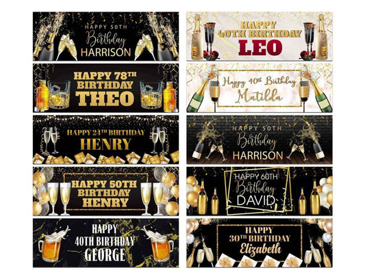 Personalised Birthday Banners Party Design Kids Party Decoration adult 77